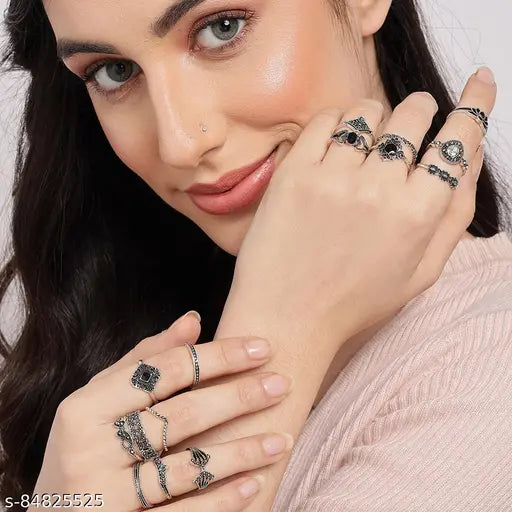 Silver-Plated Stone Ring
