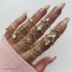 Floral AD studded gold ring