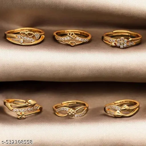 Gold ring combo of 6