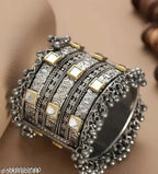 Oxidised Bangle & Earring Combo