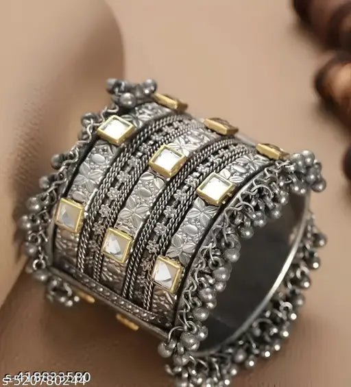 Oxidised Bangle & Earring Combo