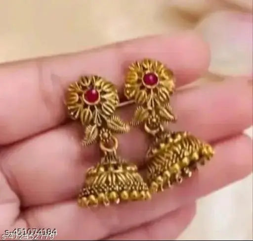 Oxidised Gold Jhumka Pair Set