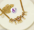 Peacock Temple Necklace with Pearls & CZ