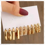 Retro pearl C-hoop earrings