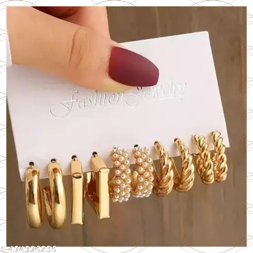 Retro pearl C-hoop earrings