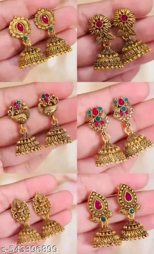 Temple Jhumka Combo – Set of 6