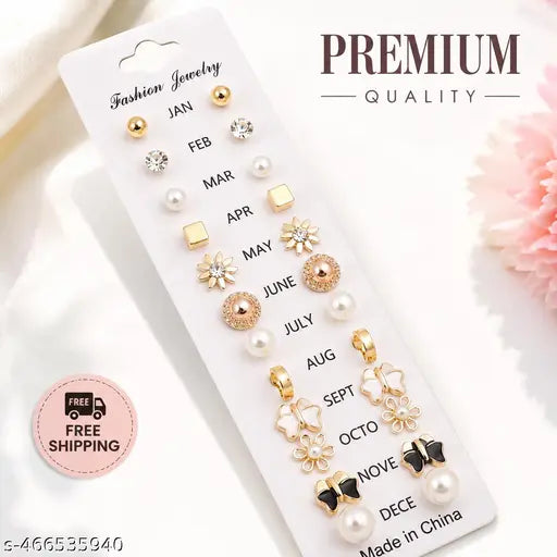 Zircon and pearl earring set