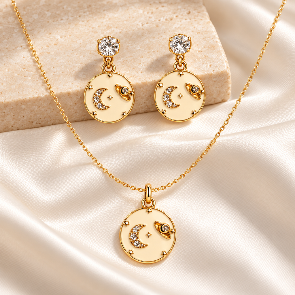 Dainty Crescent Moon Necklace | Silver Plated Korean Style Celestial Jewelry for Girls