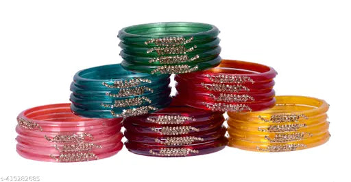 Zircon Glass Kada Set – 24 Bangles