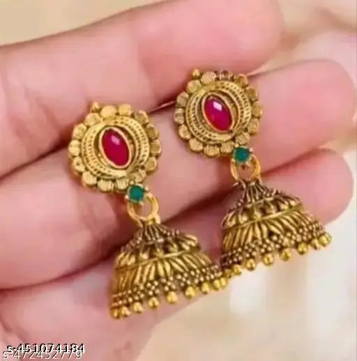 Oxidised Gold Jhumka Pair Set