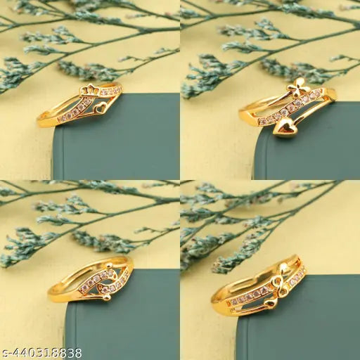 AD Stone Gold Ring Combo – 4 Pieces