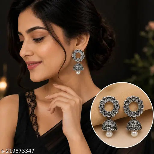 Silver Oxidised Jhumka Combo – 6 Pairs