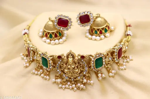 Lakshmi Temple Choker Set with Pearls