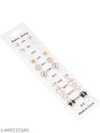 Zircon & Pearl Earring Set – 12 Pairs (Studs, Hoops, Cuffs)