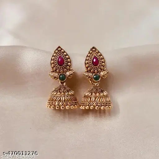 South Indian Gold Jhumka Pack – 6 Pairs