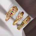 Minimal gold stone rings set of 3