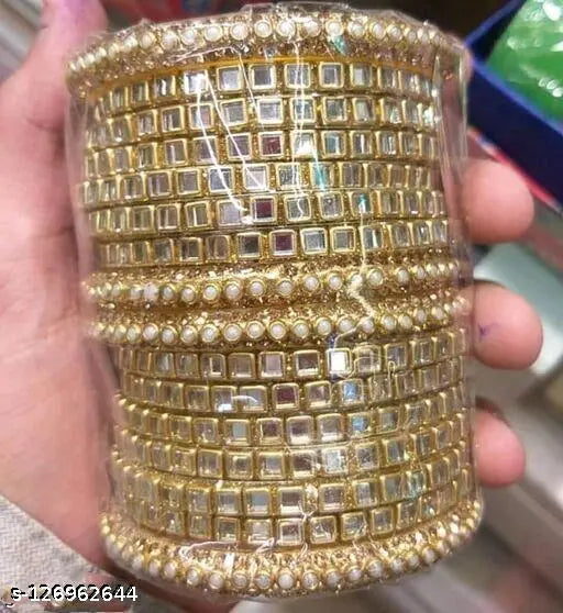 Pearl kundan bangle set