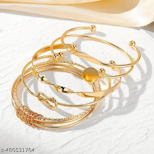 Twisted Gold Open Bangle Bracelet
