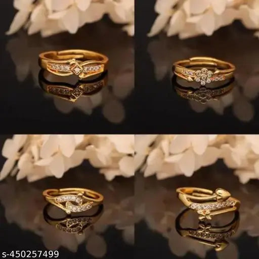 Adjustable diamond ring combo of 4