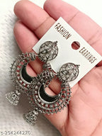 Oxidised Silver Earring Combo – 4 Pairs (Drops, Hoops & Jhumkis)