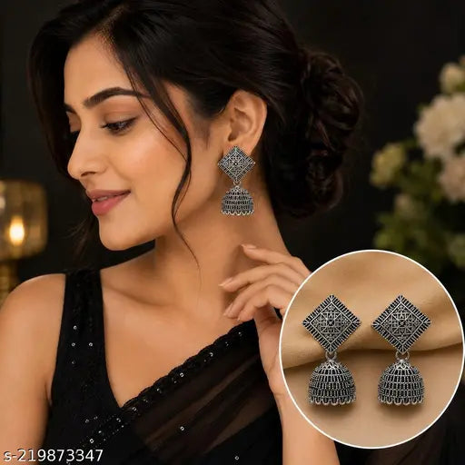 Silver Oxidised Jhumka Combo – 6 Pairs