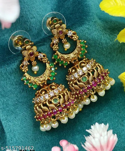 Peacock CZ jhumkas