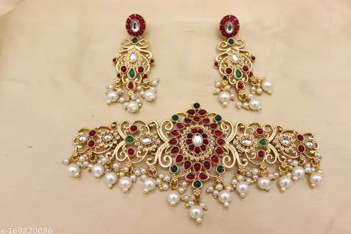 South Indian Pearl Choker & Earrings Set