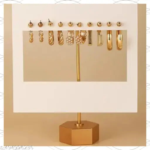 Retro Pearl C-Hoop Earrings – Set of 5