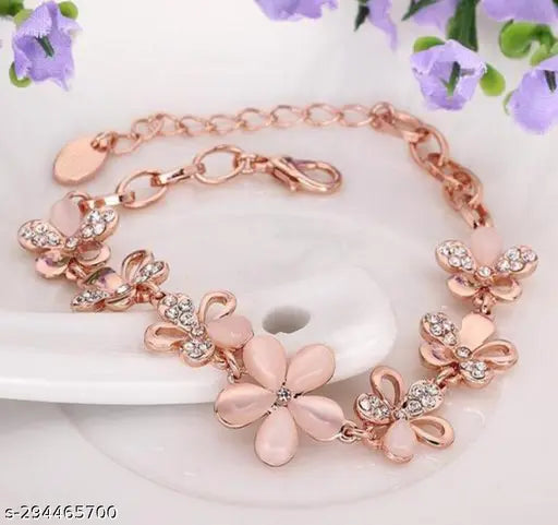Rose gold crystal charm bracelet