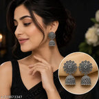 Silver Oxidised Jhumka Combo – 6 Pairs